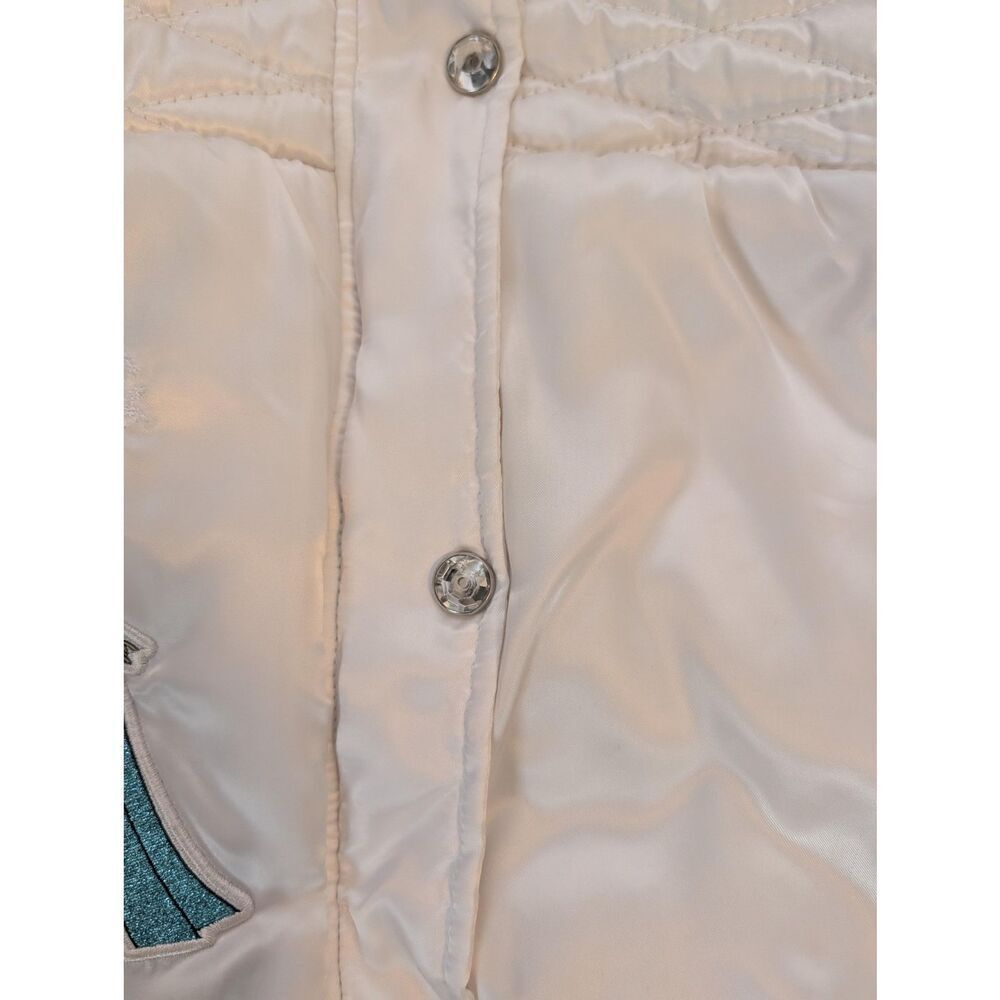 Disney Frozen Jacket Girls 4 White Hooded Quilted Puffer Coat Elsa Anna Fleece - Picture 4 of 5